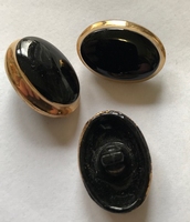 Glasknopf- Schwarz - Goldfarbe  23 x 16 mm