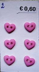 1 Herz - Rosa  6  x 7 mm