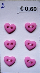1 Herz - Rosa  6  x 7 mm