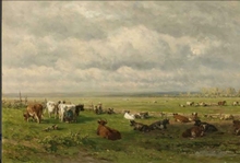 Oud meester Willem Roelofs weilandschap met vee