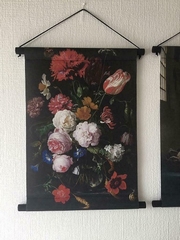 Stilleven met bloemen in glazen vaas van oude meester Jan Da  100 x 70 x 2,5