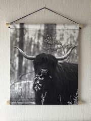 Wandkleed Friese Schotse hooglander  50 x 40 cm