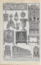 Orgineel blad uit Larouse - Styles Louis XIII-XIV  28 x 18 cm