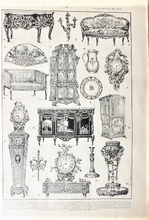 Orgineel blad uit Larouse - Styles Louis XV - XVI  28 x 18 cm