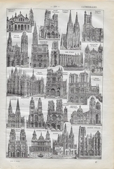 Orgineel blad uit Larouse - Cathedrales  28 x 18 cm