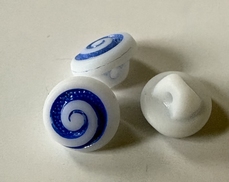 Glasknoop - blauw/wit  11 mm