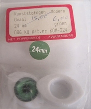 1 paar Poppenogen - groen  24 mm