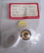 1 paar Poppenogen - cognac  24 mm