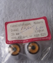 1 paar Poppenogen - cognac  20 mm