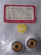 1 paar Poppenogen - cognac  22 mm