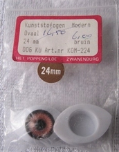 1 paar Poppenogen - bruin  24 mm