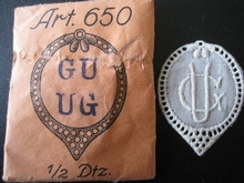 6 Monogrammen - G.U. - U.G.  29 x 24 mm