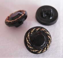 Glasknopf- Schwarz Goldfarbe  13 mm