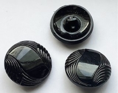 6 Glasknopen - zwart  27 mm