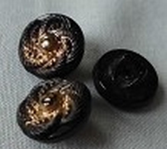 Glasknopf- Schwarz Goldfarbe  13 mm