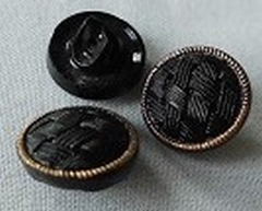 Glasknopf- Schwarz Goldfarbe  13 mm