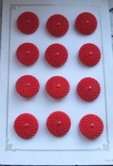 12 Glasknöpfe auf Karte - Rot  18 mm