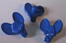 Muis met grote oren - blauw  16 x 15 mm