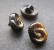 Glasknopf- Schwarz - Goldfarbe  11x14 mm