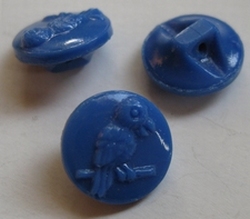 Glasknopf - Blau/Papegai  11 mm