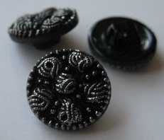 Glasknoop - zwart met zilverkleur  13 mm