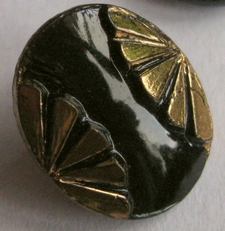 Glasknopf- Schwarz - Goldfarbe  13 x 10,5 mm