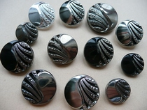 12 Glasknopen - zilver/zwart kleurig  14 mm