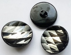 Glasknopfe- Schwarz/Silberfarbe  32 mm