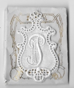 6 Monogrammen F.P. 4,5 x 2,5 cm