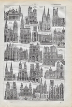 Orgineel blad uit Larouse - Cathedrales 28 x 18 cm