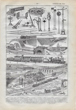 Orgineel blad uit Larouse - Chemins de Fer 28 x 18 cm