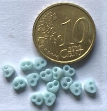 6 micro minihartjes - blauwgroen 3,5 mm