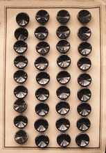 36 GlasKnöpfe auf Karte - Schwarz 13 mm