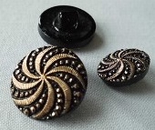 Glasknoop - Zwart goudkleur 18 mm
