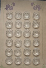 24 Glasknöpfe auf Karte - Transparant 18 mm