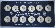 12 Linnen knopen - Verzamelkaart 15 mm