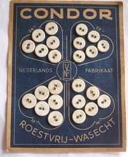 24 Linnen knopen - Verzamelkaart 14 mm