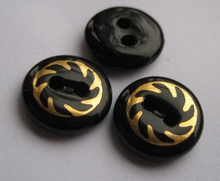 Glasknopf- Schwarz - Goldfarbe 13 mm