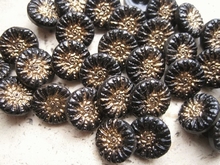 Glasknoop - zwart / goudkleur 13 mm
