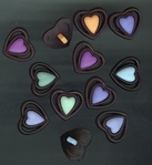 12 Hartjes gekleurd in zwart 16 x 18 mm