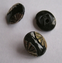 Glasknoop - zwart / goudkleur 13 x 10,5 mm