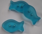 Glasknopf Blau/Fisch 28 x 16,5 mm
