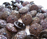 Glasknoop - zwart/goud/paars 13 mm