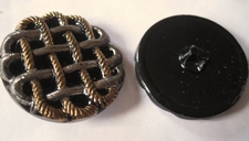 Glasknopf- Schwarz/Silberfarbe 36 mm